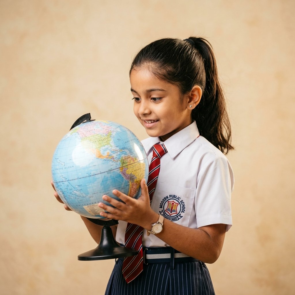 Student exploring the world